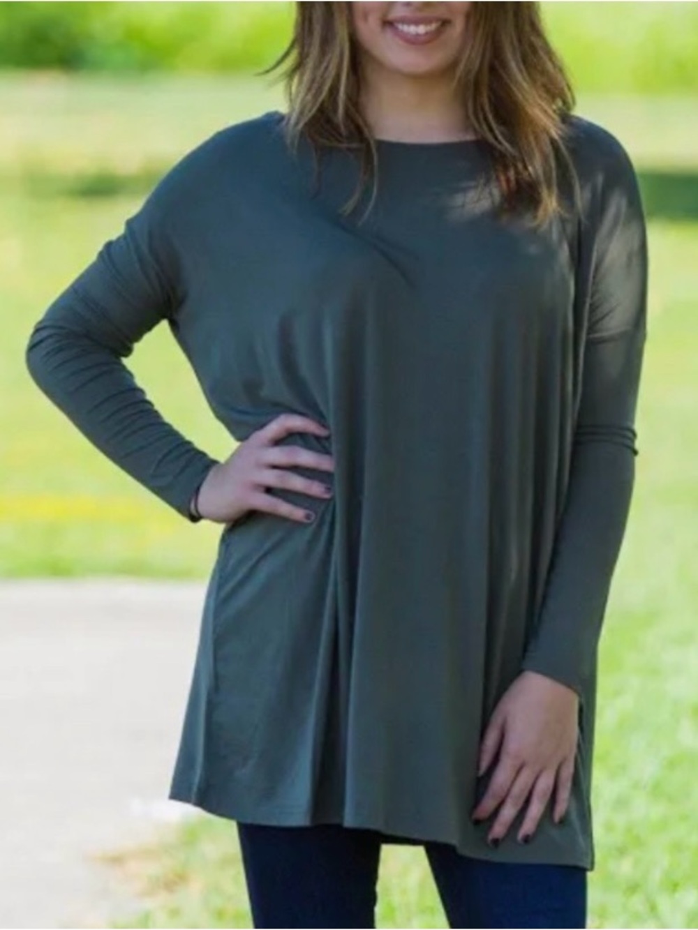 PIKO 1988 Olive Long Sleeve Crew Tee